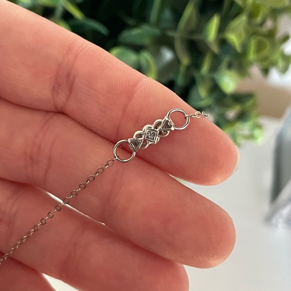 Vtg Art Deco Era Dendritic Moss Agate Two Tone Sterling Silver Lavalier Necklace - Picture 6 of 6